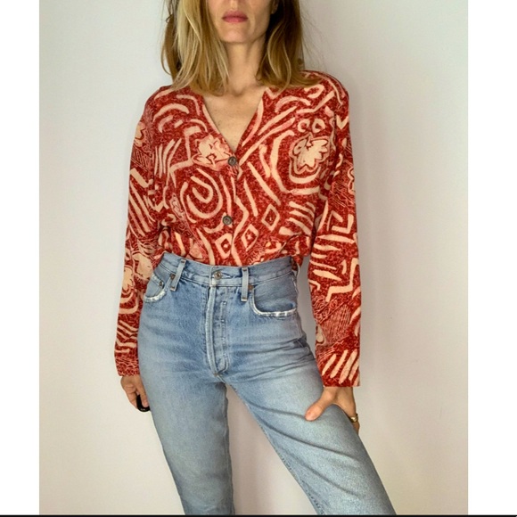 Vintage Boho Batik Silk Crop Top - Picture 6 of 15